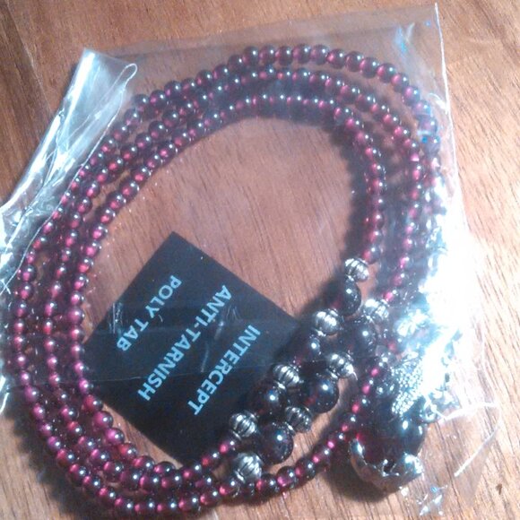 Simulated Ruby and Genuine Mozambique Garnet Silvertone Dragon Pendant Necklace - Picture 13 of 13